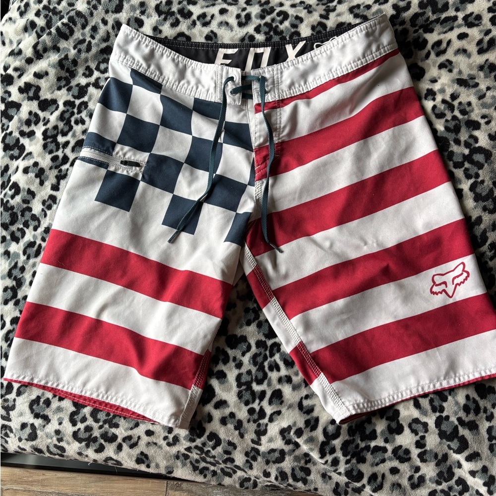 Fox Red and Blue Men’s Board Shorts